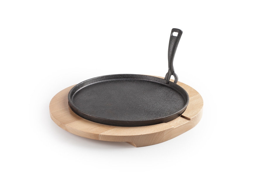 Prato Ferro com Base Madeira 30cm