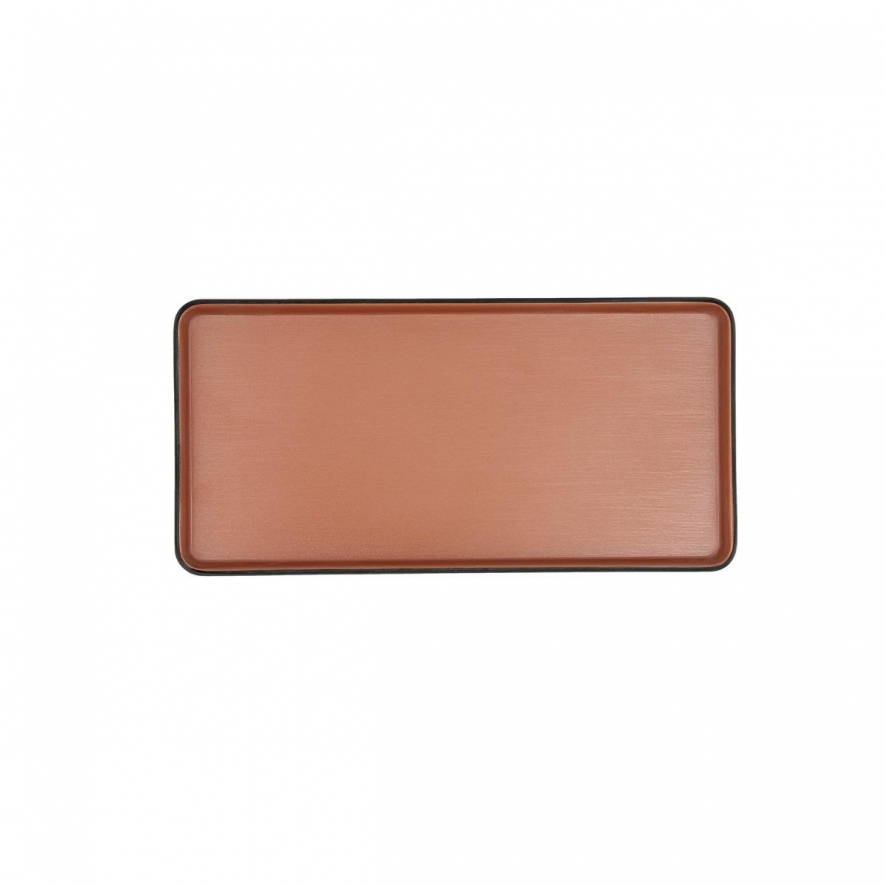 Travessa Retangular Melamina 31.5x14cm Terracota/Negro Gio