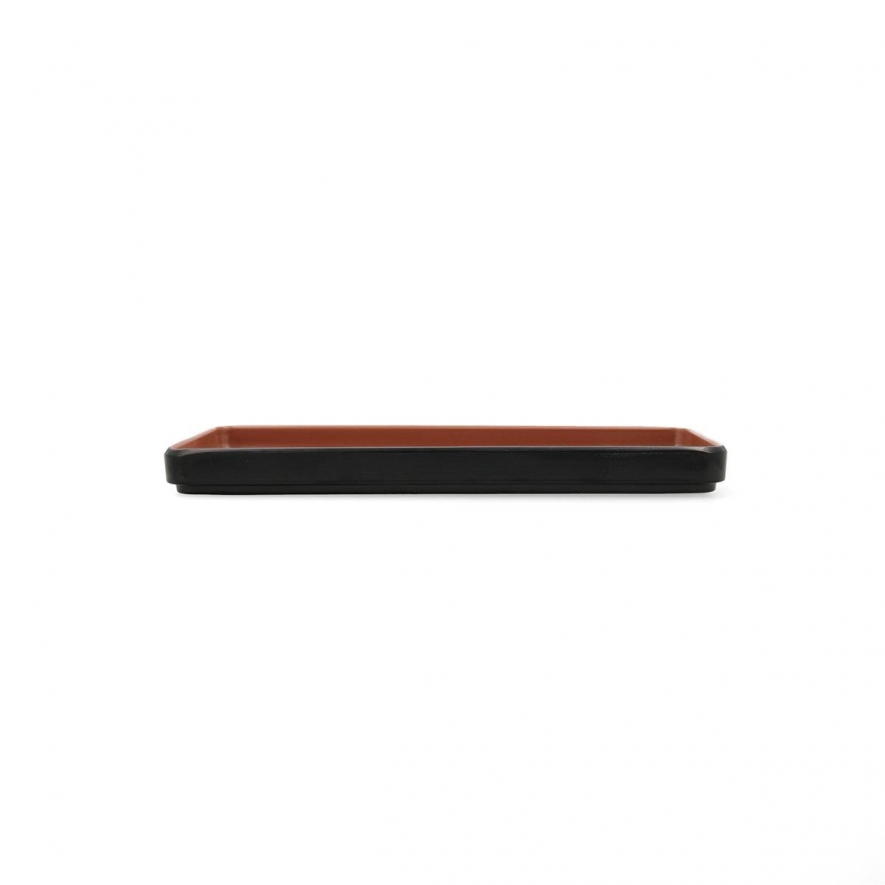 Travessa Retangular Melamina 31.5x14cm Terracota/Negro Gio