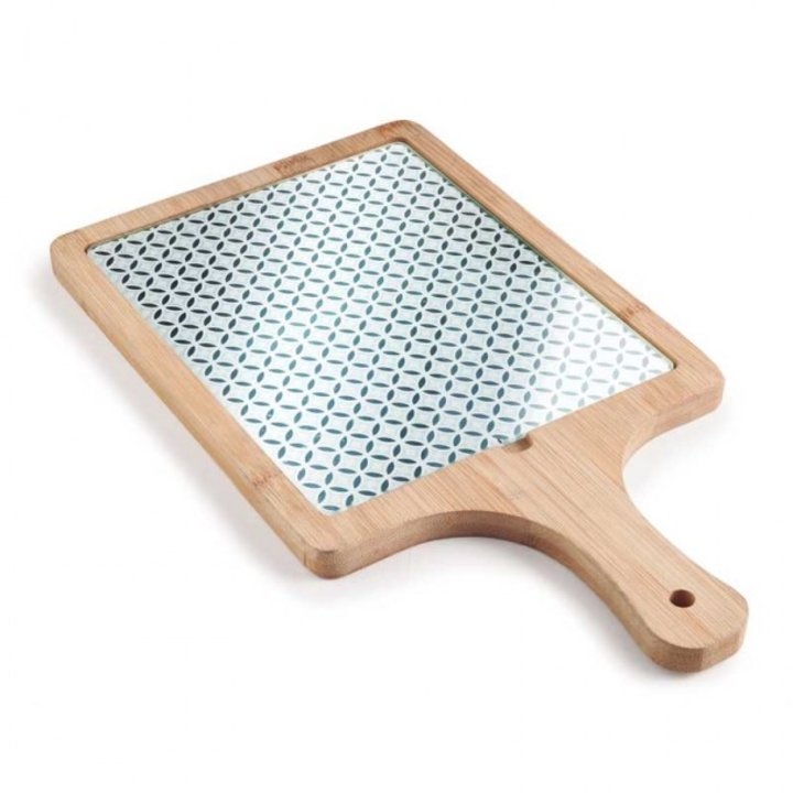 Tabua Retangular c/Pega Bambu e Vidro 28x18cm
