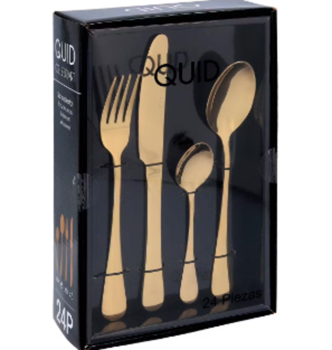 Conj. 24 Peas Talher Inox Dourado Celebrart