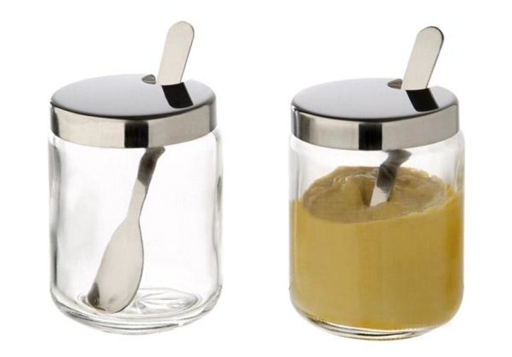 Conj. 2 Frascos p/Molhos Vidro Tampa Inox