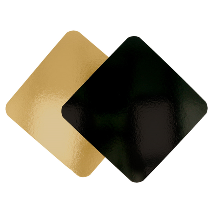 Prato Cart�o 32x32cm Dupla Face Ouro/Negro