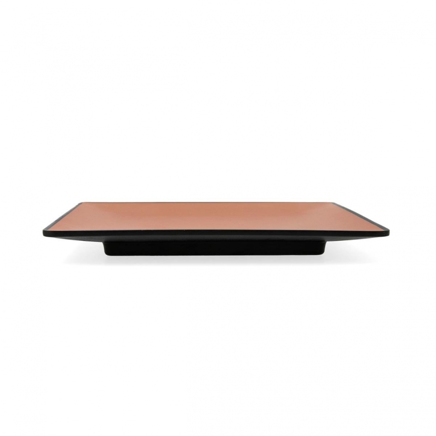 Prato Quadrado 21.5x21.5cm Melamina Terracota/Negro Gio
